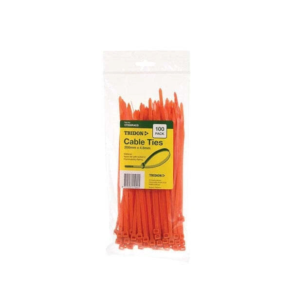 Tridon Cable Tie Orange 200X4.8mm 100 Pack CT205RACD