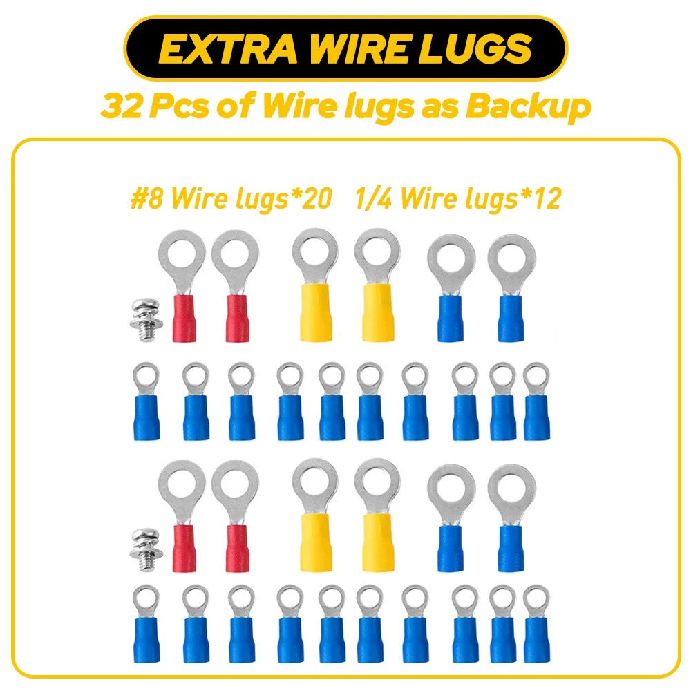 12 Gang 180A Power Distribution Block Bus Bar Terminal Post Stud 12V Red Black