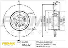 Load image into Gallery viewer, Fremax Disc Rotors for BMW 650i F12 F13 4.4 2011-2020 345mm