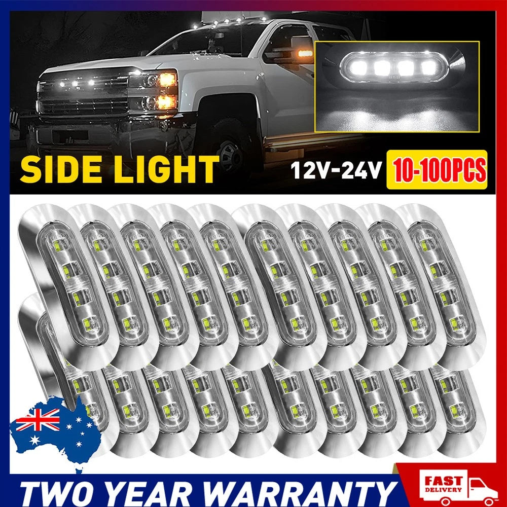 10-100X Universal LED Clearance Lights Side Marker White Lamp Trailer Caravan A