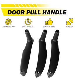 3pcs RHD LHD Black Inner Door Panel Handle Pull Trim Cover For BMW E70 X5 E71 X6