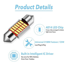 Load image into Gallery viewer, AUXITO 2x 31MM 12SMD LED Car Interior License Plate Map Dome Light Bulbs White