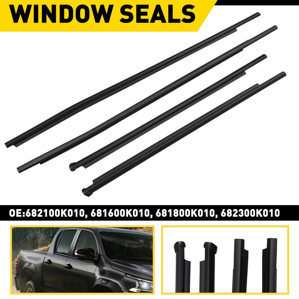 FIT FOR TOYOTA HILUX 2015-23 OUTER WINDOW WEATHER SEALS STRIP 4 Doors 682100K010