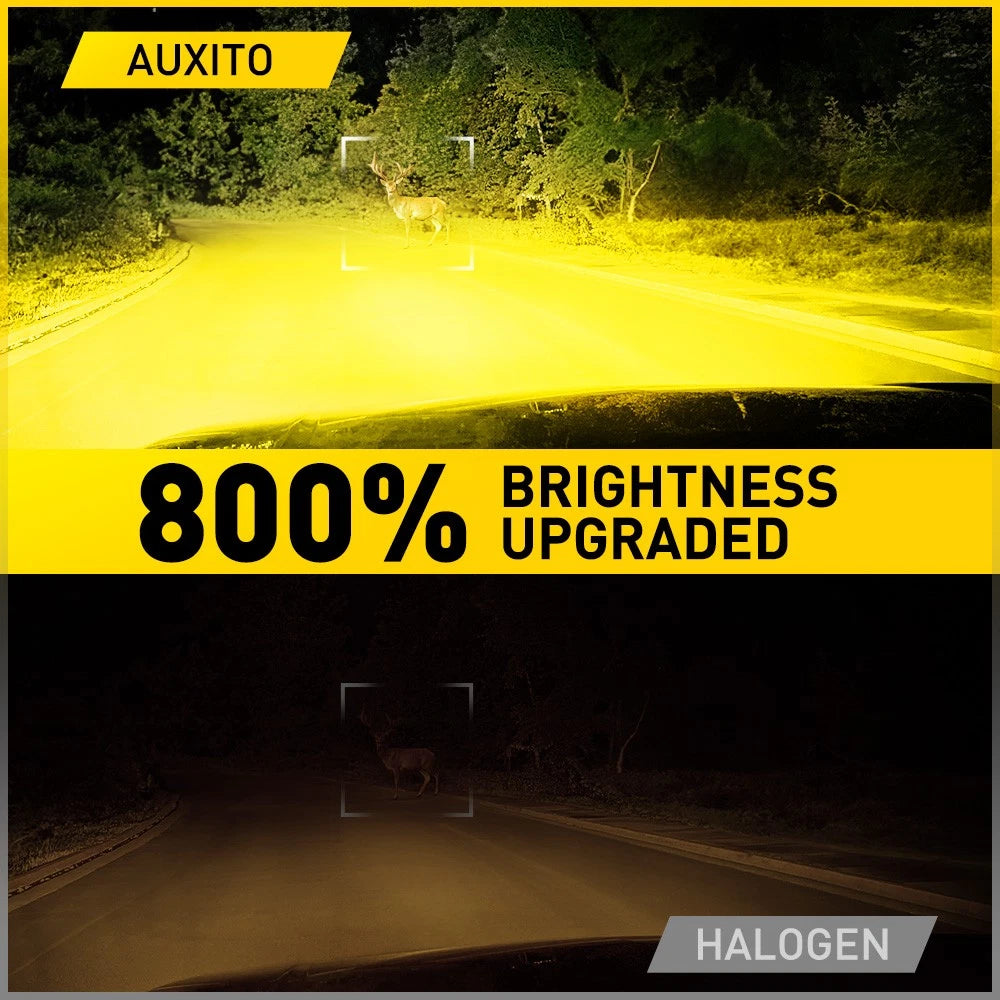 AUXITO Pair H4 Headlight White Amber Globe Light LED Bulbs Low Hi Beam 30000LM