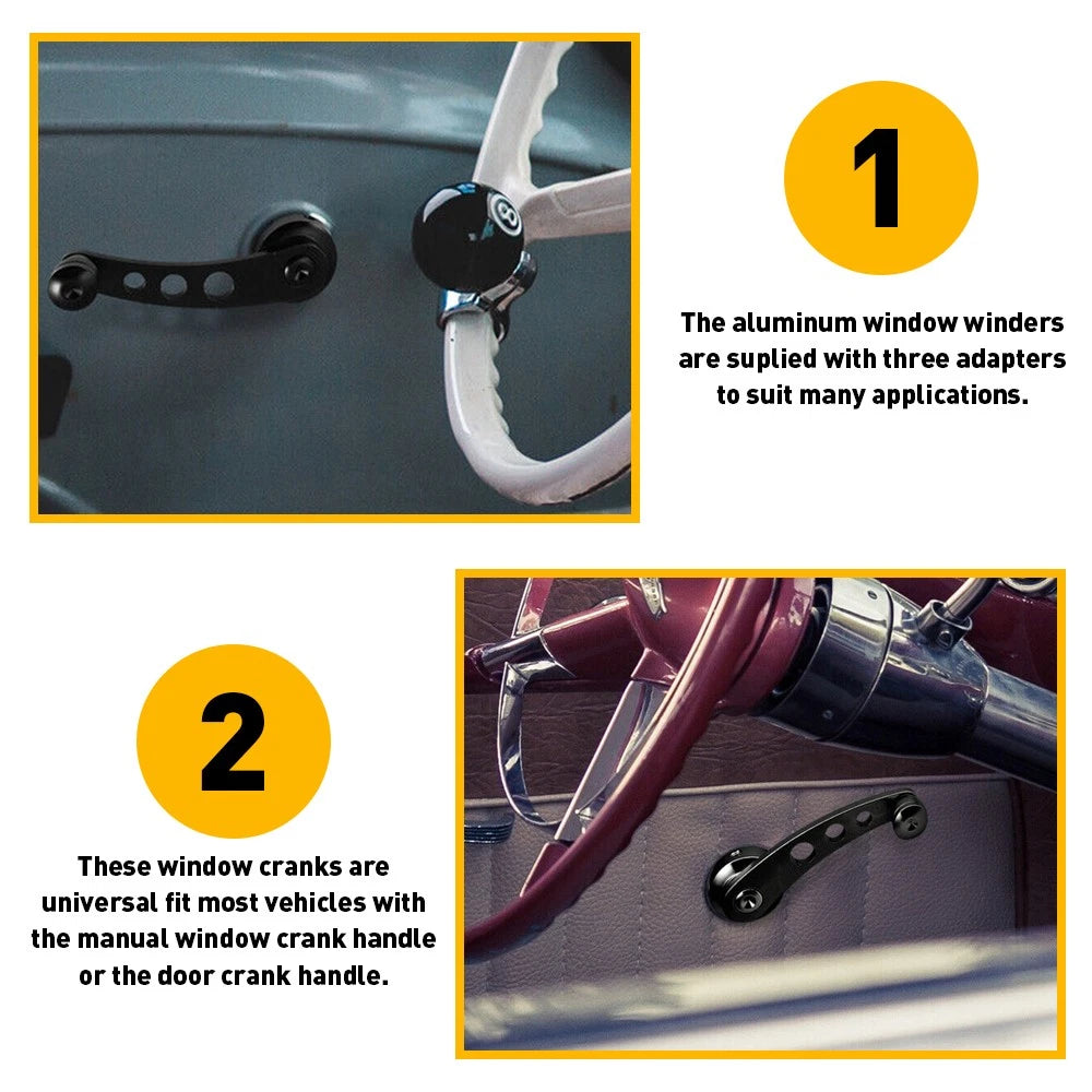 Pair Aluminum Manual Billet Car Window Crank Handle Winder Lever Kit Universal