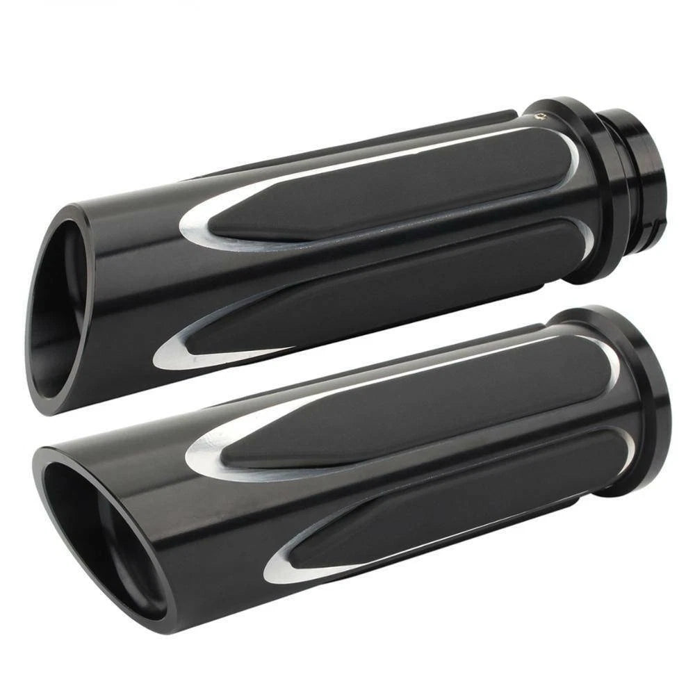 Black CNC 1" Handlebar Hand Grips For Harley Sportster Touring Dyna Softail VRSC