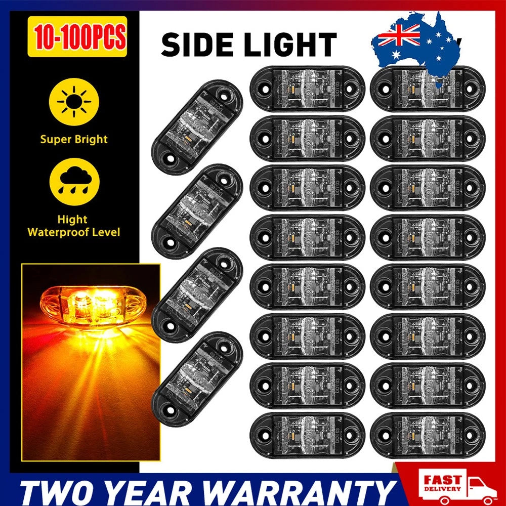10-100X LED Clearance Lights Side Marker Amber Red Indicators Trailer Lamp NEWA