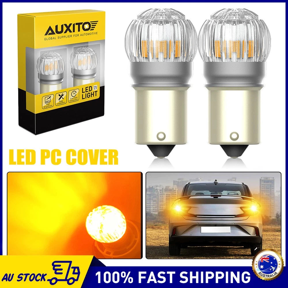2x 12V 1156 BA15S LED Bulb Motorcycle Turn Signal Light Amber 6000K 300%+ Bright
