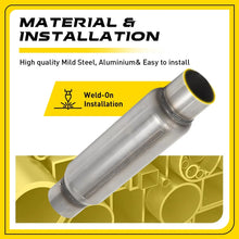 Load image into Gallery viewer, 3 inch Exhaust Hotdog Pipe Muffler Silencer Resonator Stainless Steel 12" Long