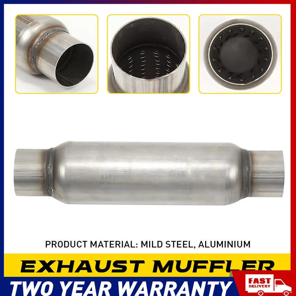 Race Exhaust Hotdog Resonator Muffler 12in Body Length 3" Inch Stainless Steel