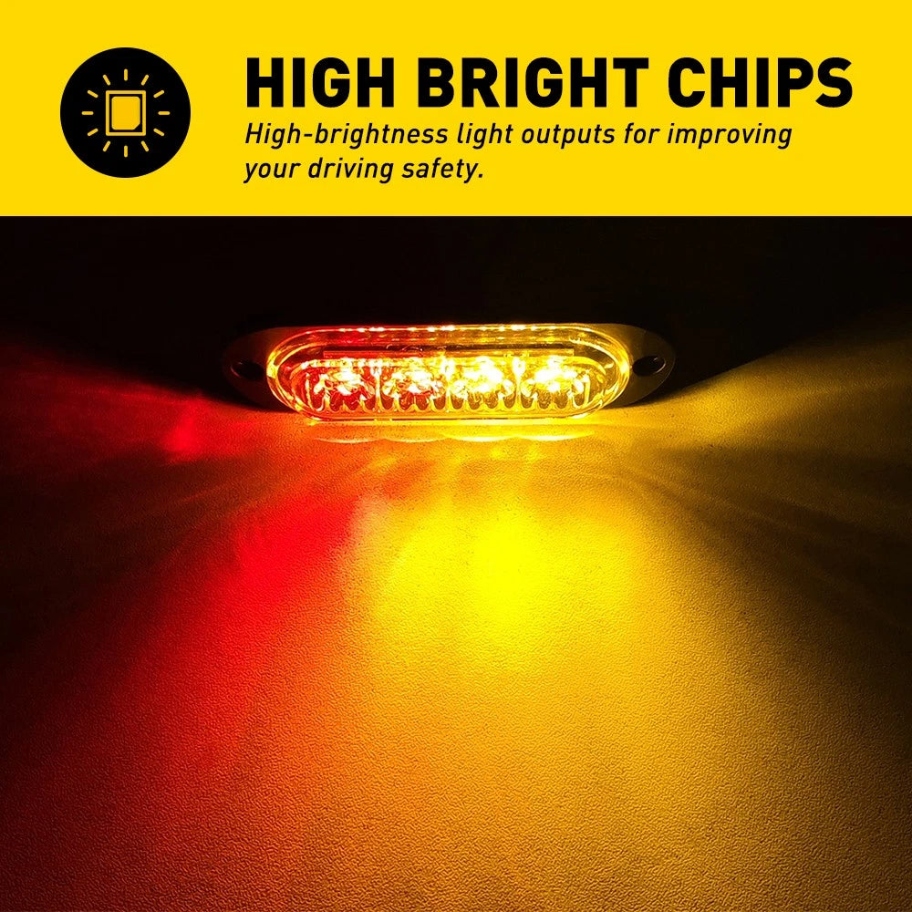 10 x LED CLEARANCE LIGHTS SIDE MARKER LAMP RED AMBER TRAILER TRUCK CARAVAN VOLT