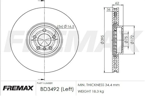 Fremax High Carbon Front LEFT and RIGHT Brake Disc Rotor for BMW X5M X6M F85 F86