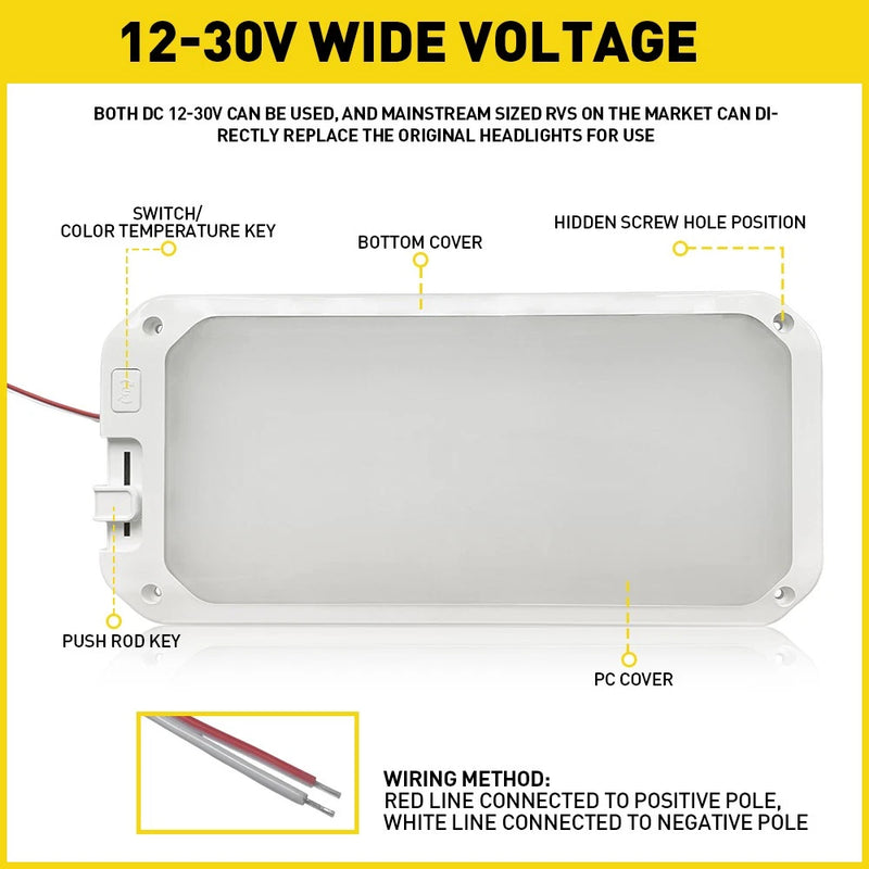 2x 12-30V LED Interior Ceiling Lights with Remote for RV Caravan Boat