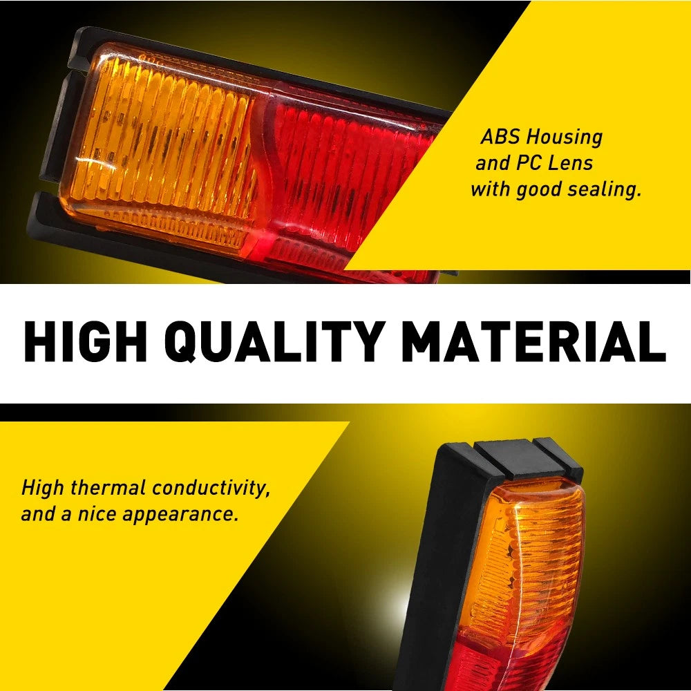 12x Red Amber LED Side Marker Clearance Lights 12-24V IP68