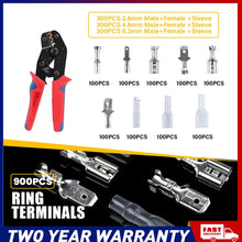 Load image into Gallery viewer, 900x Assorted Insulated Electrical Wire Connectors Kit Terminal Crimp Spade