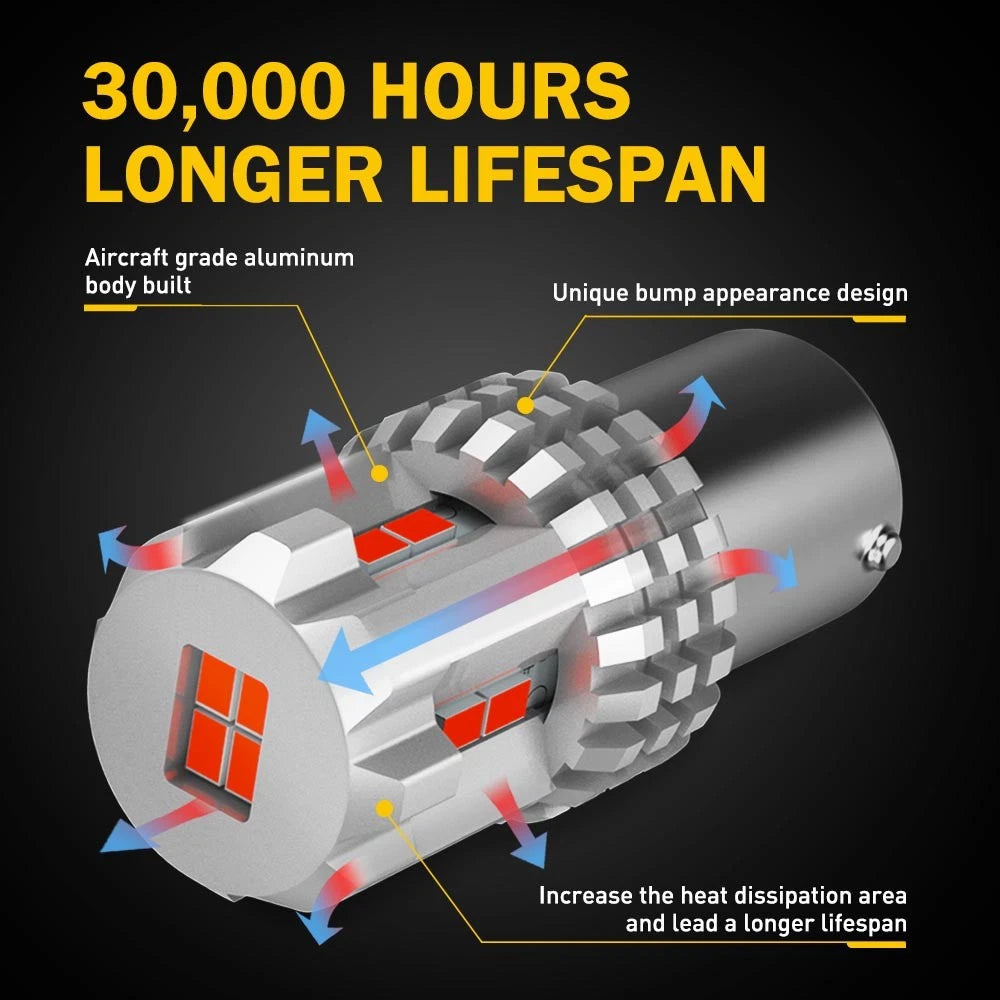 2X CANBUS BAY15D 1157 P21/5W LED BULB RED GLOBE Brake Light INDICATOR AUXITO