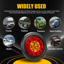 Load image into Gallery viewer, 4x 4 Inch Round 12V Reverse Brake Turn Signal 16LED Truck Tail Lights Amber Red