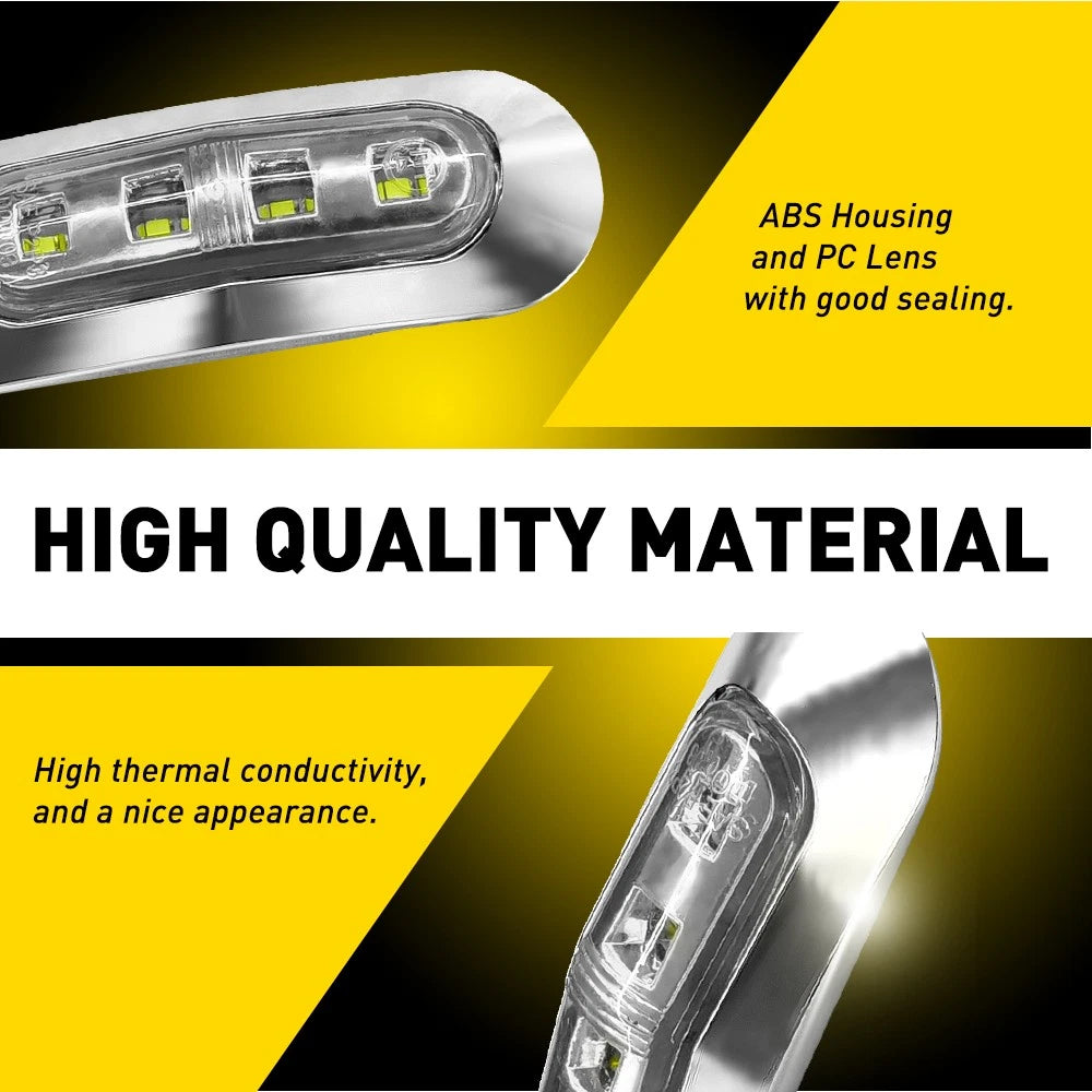 LED Clearance Side Marker Lights Red Amber White with Chrome for Truck Caravan