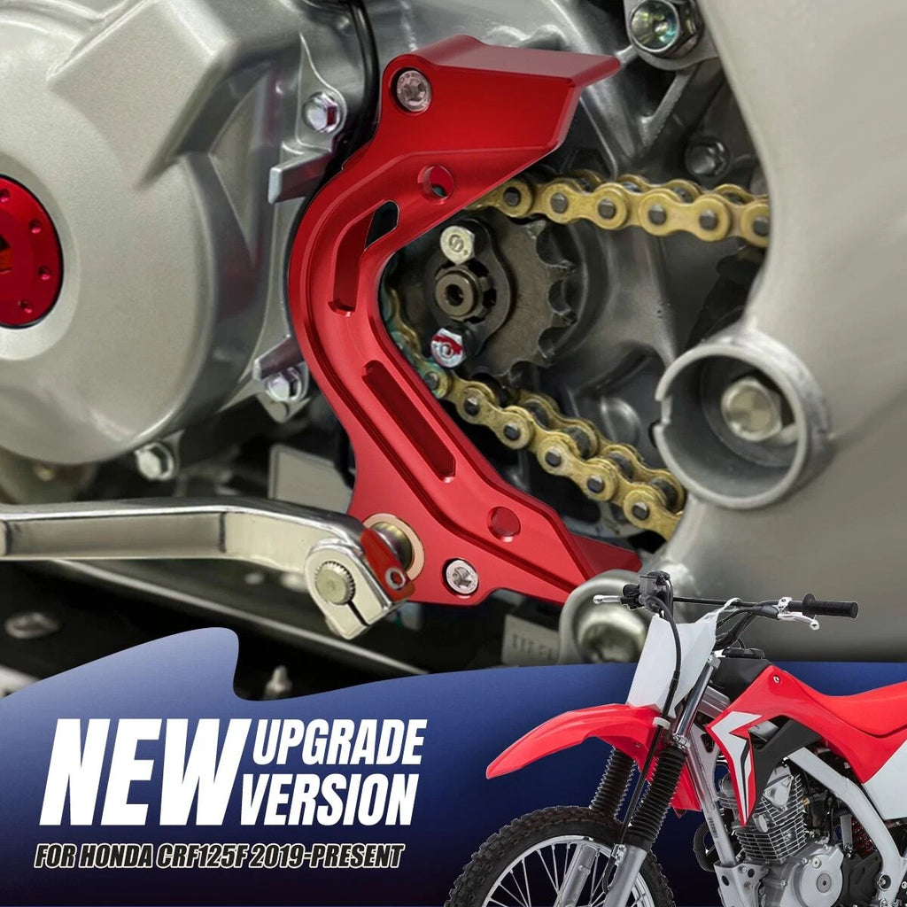 Red CNC Aluminum Shift Shaft Brace & Sprocket Guard For Honda CRF125F 2019-2025