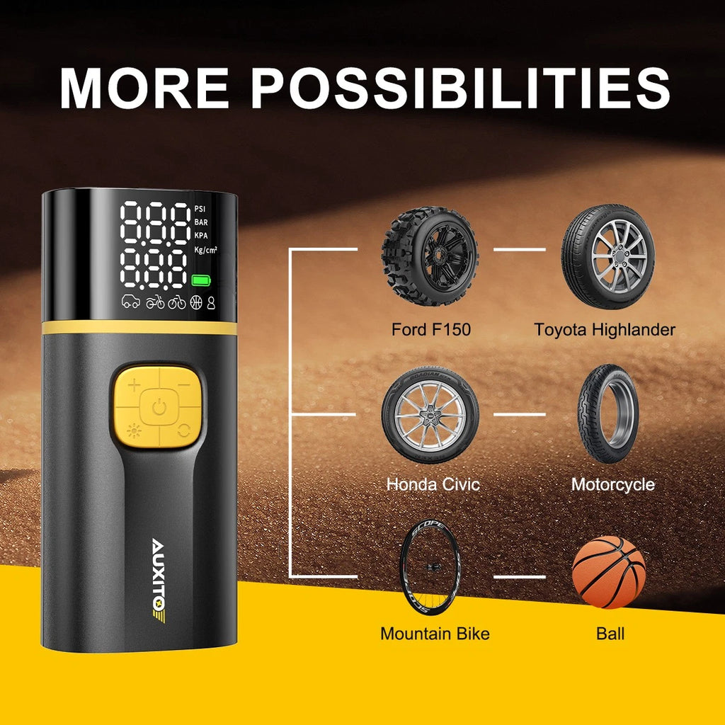 AUXITO Rechargeable Car Tire Air Inflator Portable Tyre Electric Pump Cordless