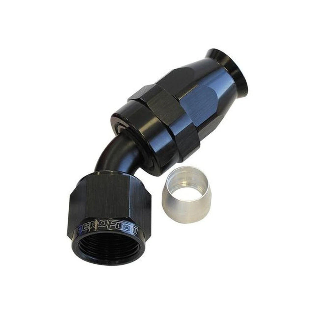 Aeroflow AF202-04DBLK Alloy 45 Deg Hose End -4AN Black Full Swivel Suits Tefl...