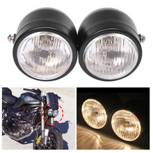 Load image into Gallery viewer, Universal Black Twin Headlight Motorcycle Double Dual Lamp Mount Street Fighter