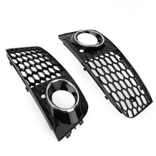 Load image into Gallery viewer, L+R Black Chrome Honey Comb Fog Light Cover Grille Grills For Audi A4 B8 2009-11
