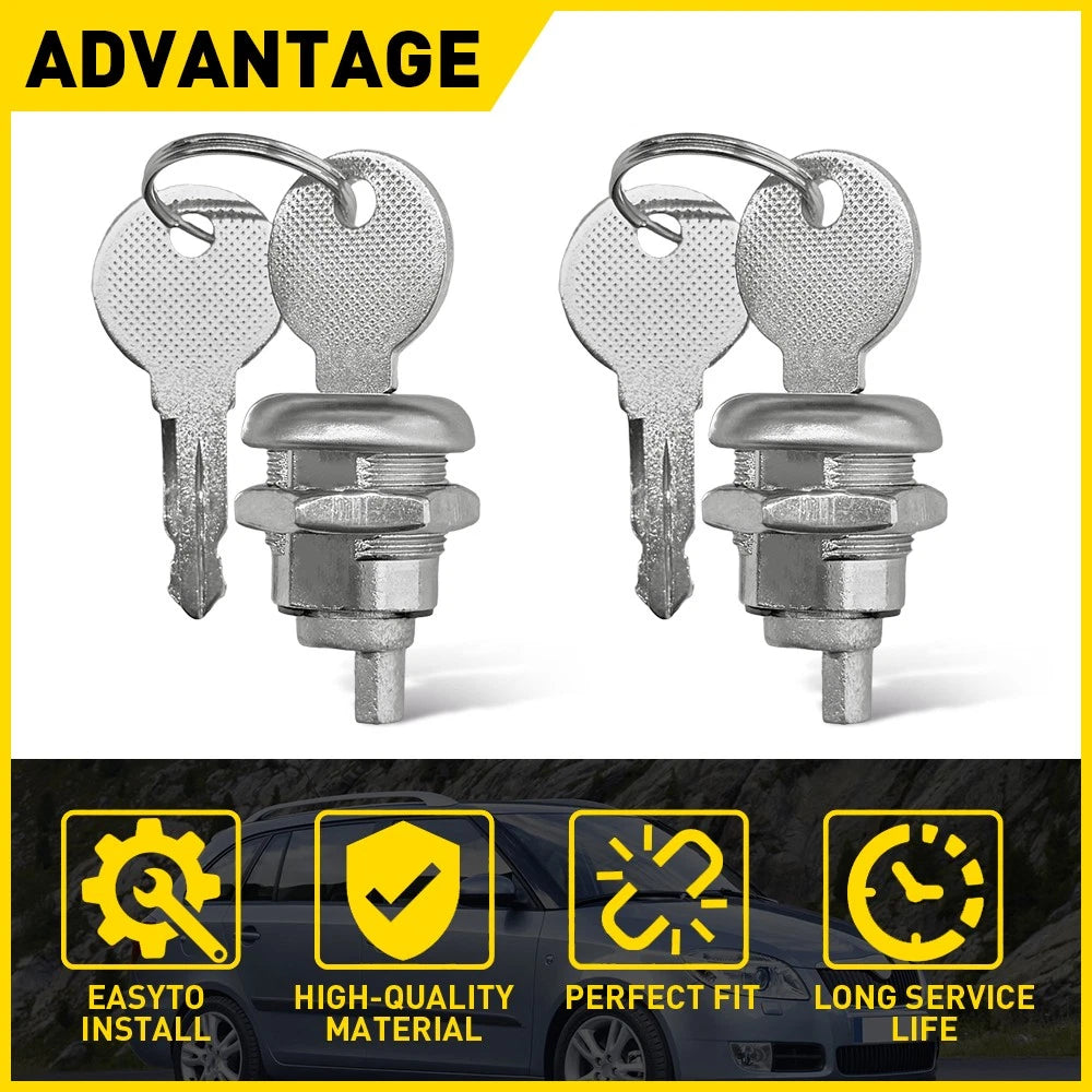 Set of 2 For Lockable Flush Folding T Handle Toolbox TOOL Keyed Alike Cylinders