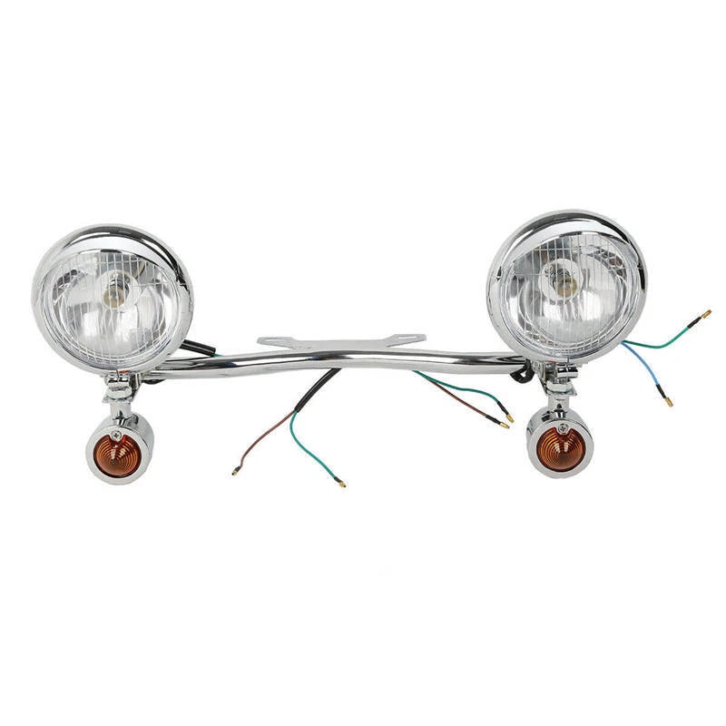 Driving Passing Turn Signal Spot Fog light Bar for Harley Chopper Bobber Chrome