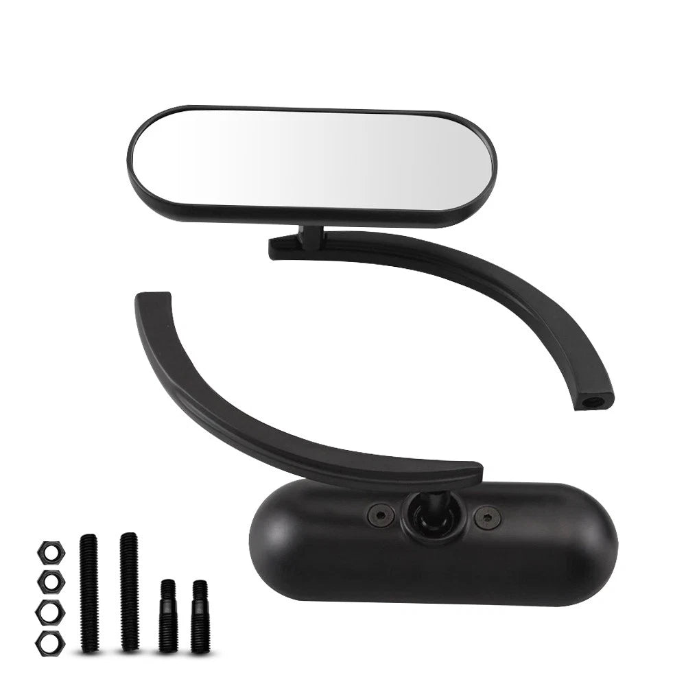 4x Motorcycle Black Mini Oval Rear View Mirror For Honda Suzuki FLS Softail Slim