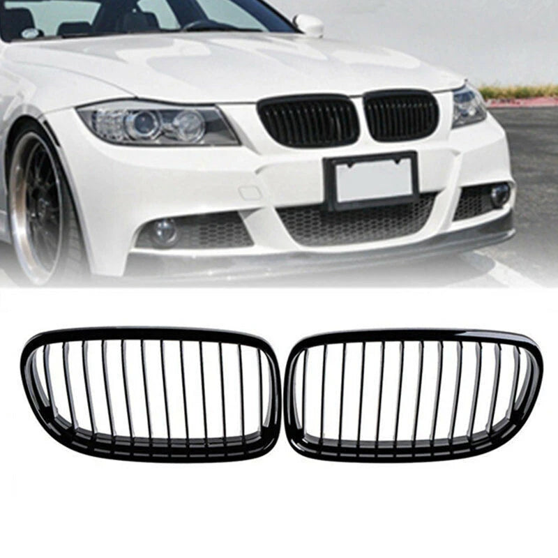 For BMW E90 E91 LCI Sedan 09-11 Front Kidney Grille Grill 323i 325i Gloss Black
