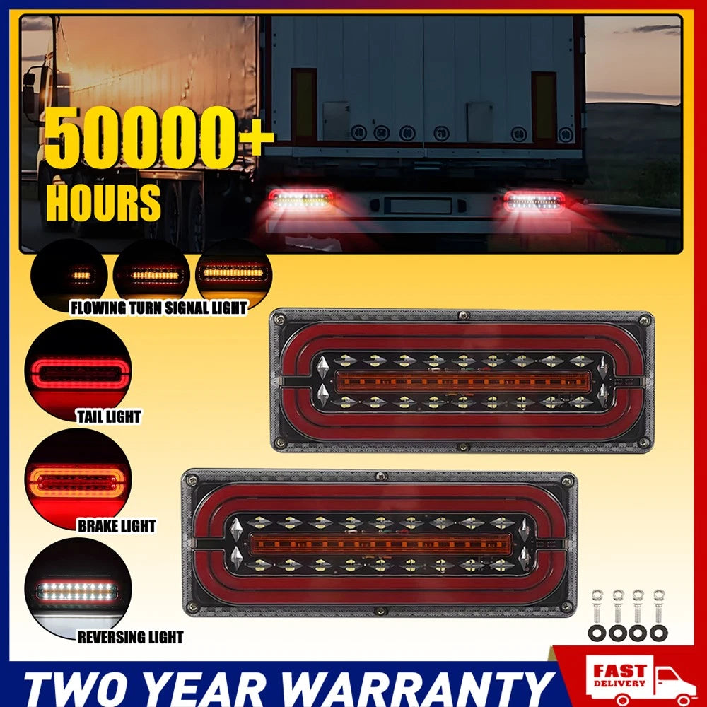 2X Trailer tail lights 89 LED Stop Lights Tail Kit Sequential Boat Truck Lamp