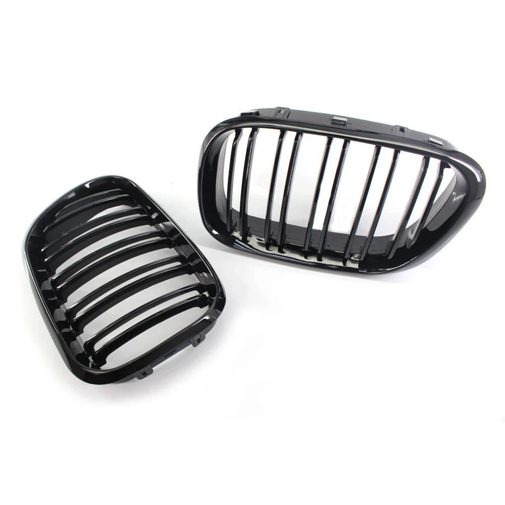 Gloss Black Dual Slat Front Kidney Grill Grilles For BMW X5 E53 2000-2003 01 02