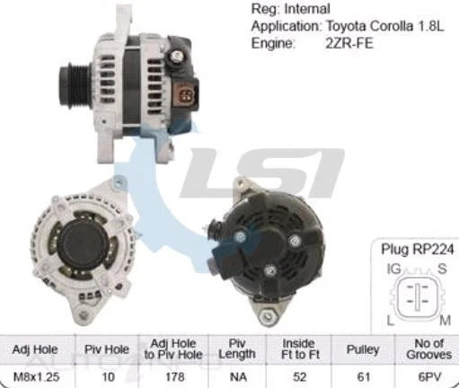 Brand New Alternator for Toyota Corolla ZRE152 2007-2015