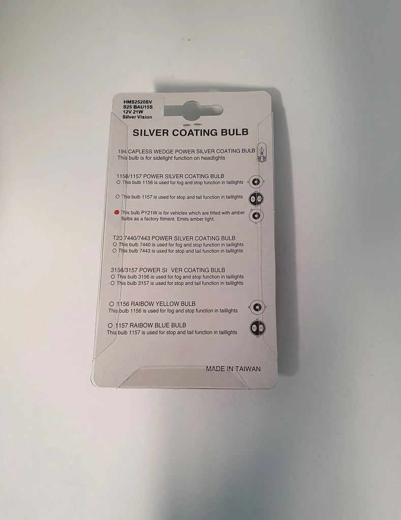 Silver Coating Amber Indicator Light Globe S25 BAU15S PY21W 2pcs pack