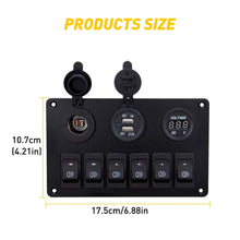 Load image into Gallery viewer, 6 Gang Switch Panel Relay Circuit Control For Box Car Boat Marine 12V LED Light