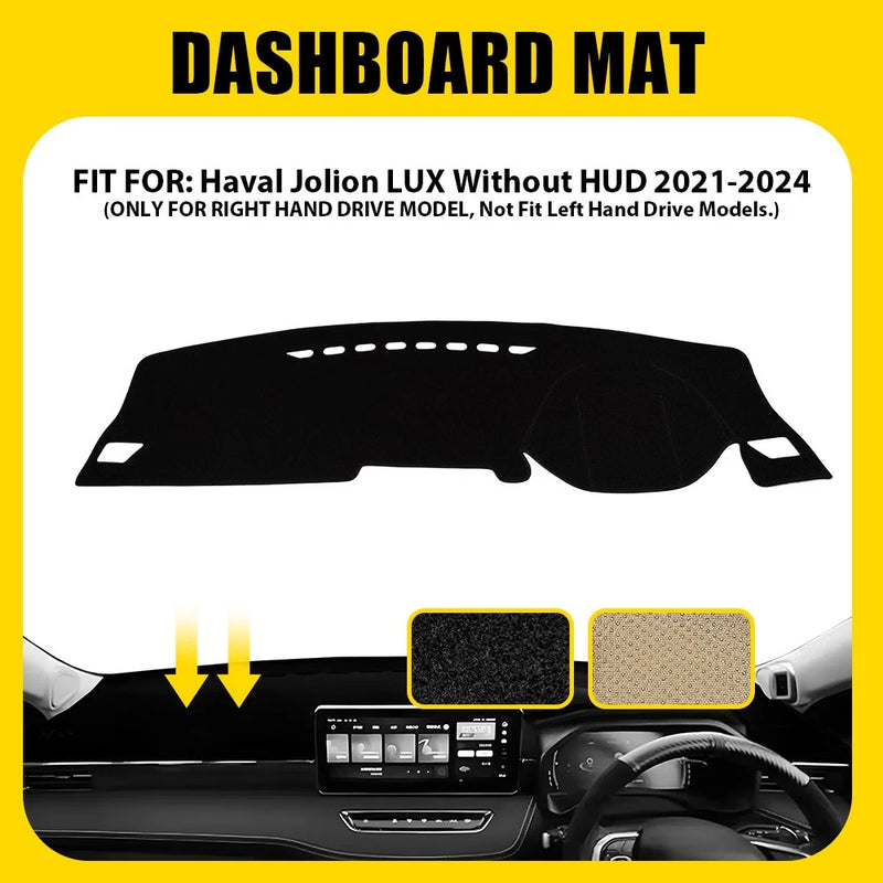 Dash Mat Cover for Haval Jolion LUX 2021-2024 RHD Without HUD Black
