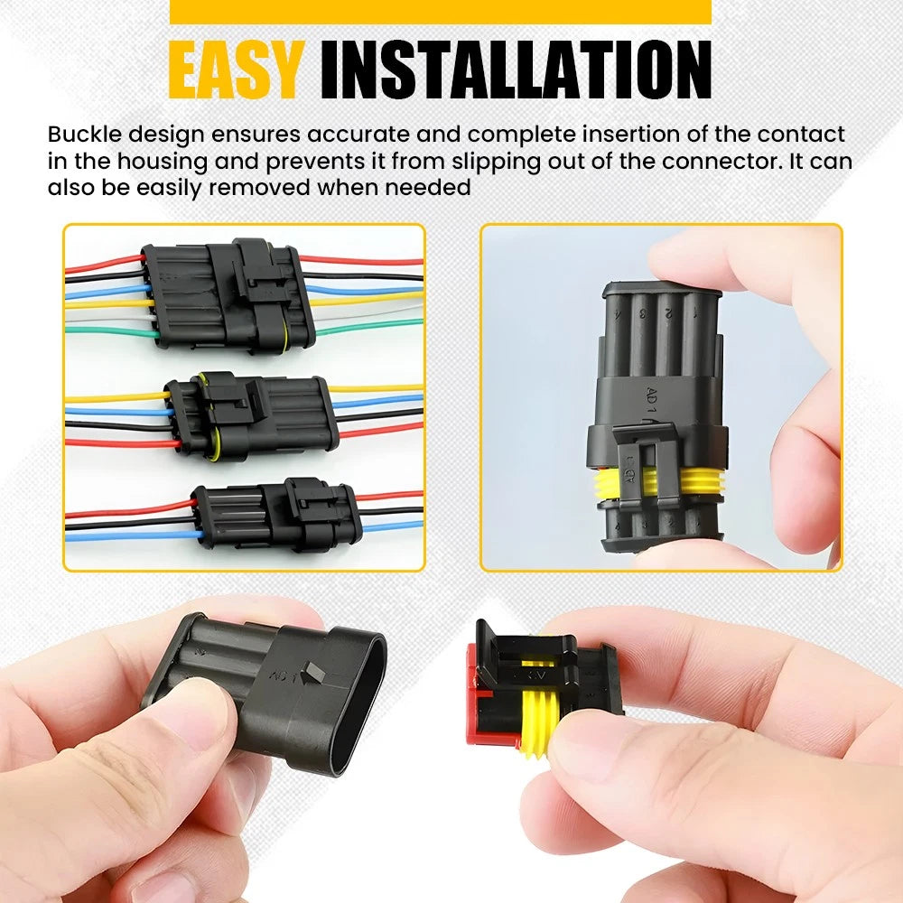 708x Automotive Waterproof Car Auto Electrical Wire Connector Plug 1-6 Pin Kit