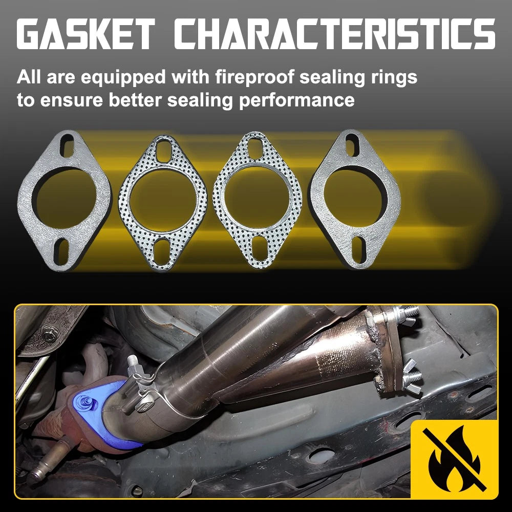 UNIVERSAL EXHAUST FLANGE PLATE GASKET KIT 2" 51MM 4 BOLT 304 STAINLESS STEEL SET