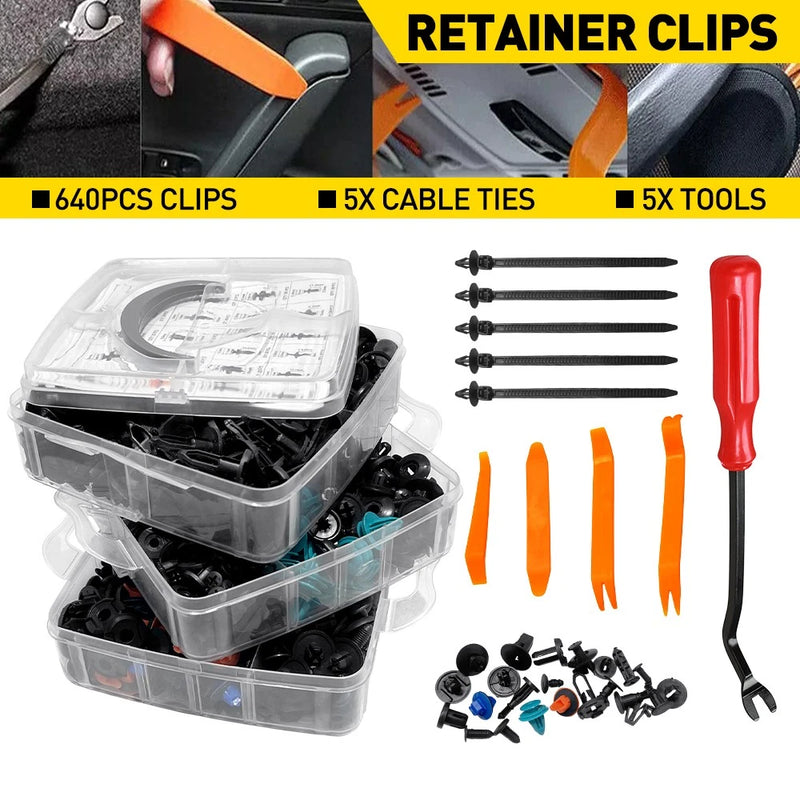 1300x Car Trim Body Clips & Plastic Rivet Fastener Assortment Kit
