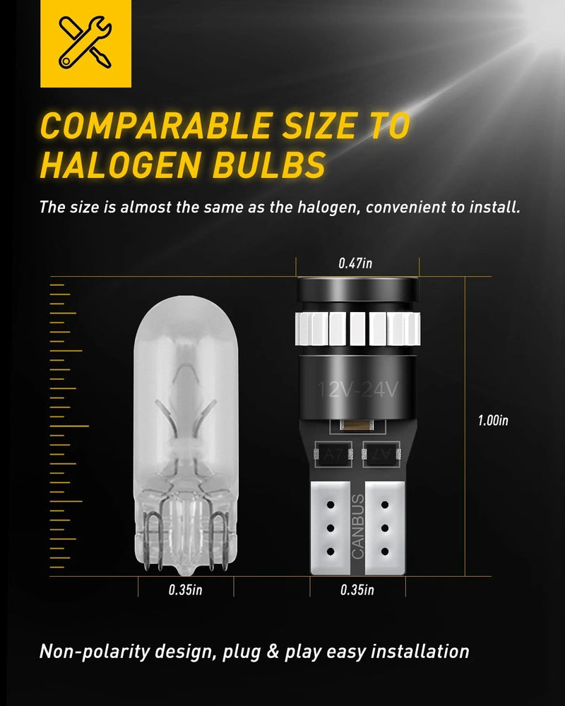 40x Red T10 W5W 168 Canbus LED Bulbs 3014 SMD 12V Interior & Tail Light
