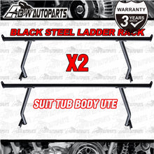 Load image into Gallery viewer, X2 Black Steel Heavy Duty Adjustable UTE Tub Ladder Rack Roll Bar
