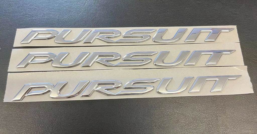 3x Chrome Finished Pursuit Badge Decals for Ford BA BF Side Skirt and Tailgate