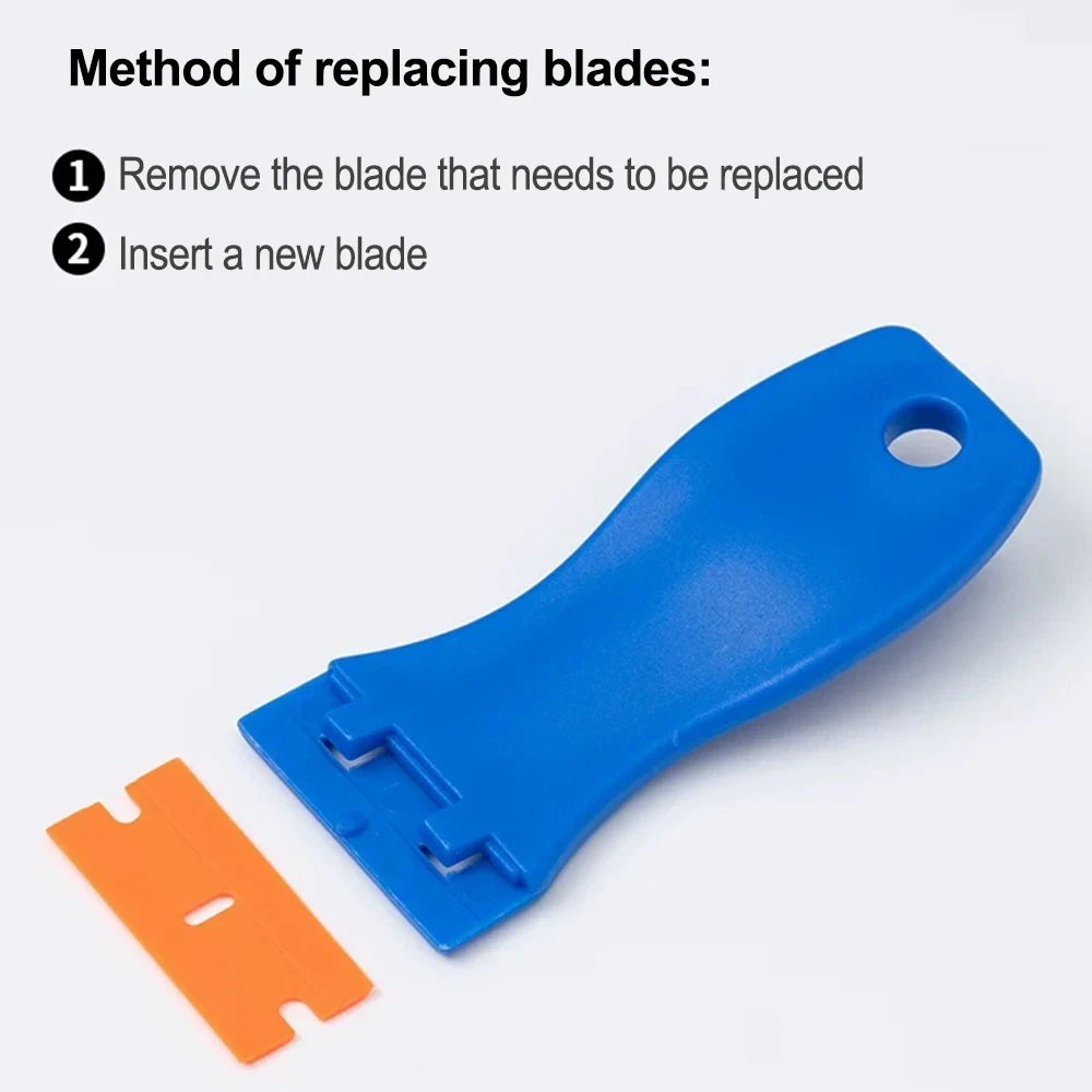 AUTOBRIGHT | Plastic Razor Scraper 2x Handles + 100x Blades