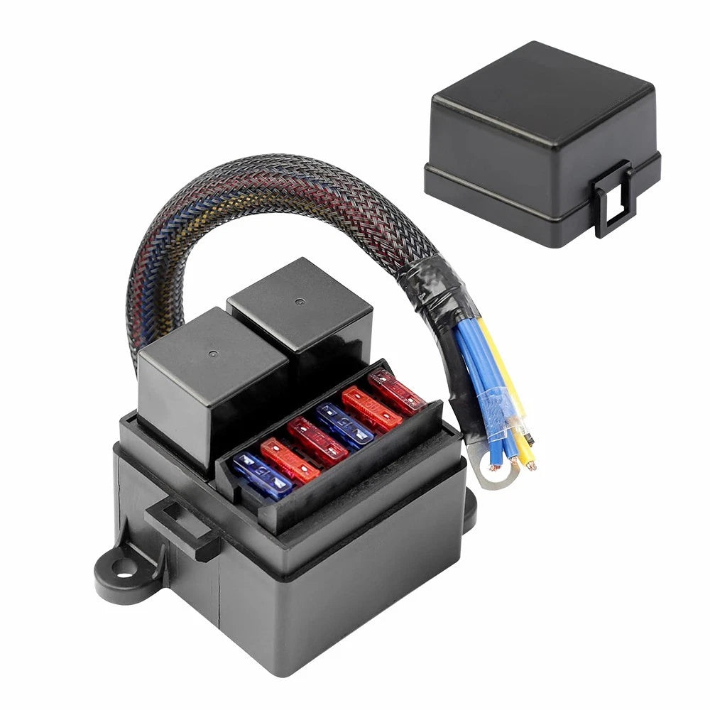 4-Pin 80A Pre-Wired Fuse Relay Box Waterproof Relay Slots ATC/ATO Fuse Holder