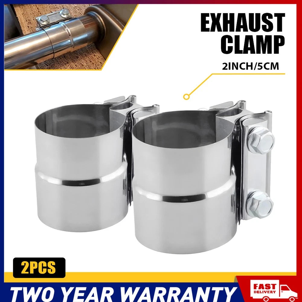 EXHAUST CLAMP STAINLESS BUTT JOINT 2PACK BAND CLAMP EXHAUST SLEEVE 2 INCH 2x AU