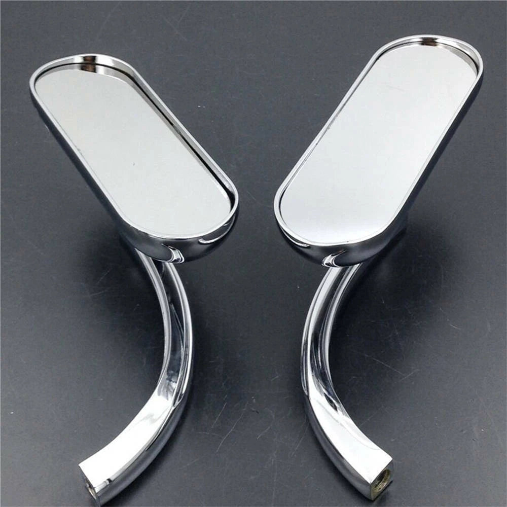 Chrome Mini Oval Motorcycle Side Rear Mirrors for Harley Softail Sportster CVO S