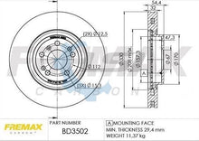 Load image into Gallery viewer, Fremax Front Disc Rotors for Mercedes Benz ML300 W164 3.0 09-12 330mm
