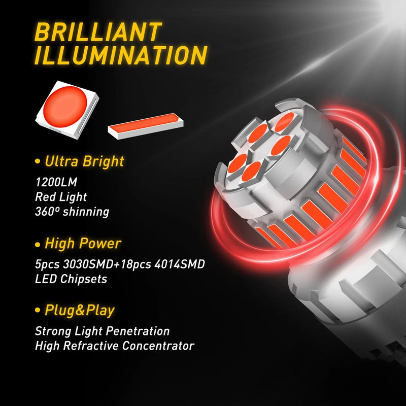 7443 7440 Red LED Brake & Tail Light Bulbs – 2 to 10 Pack