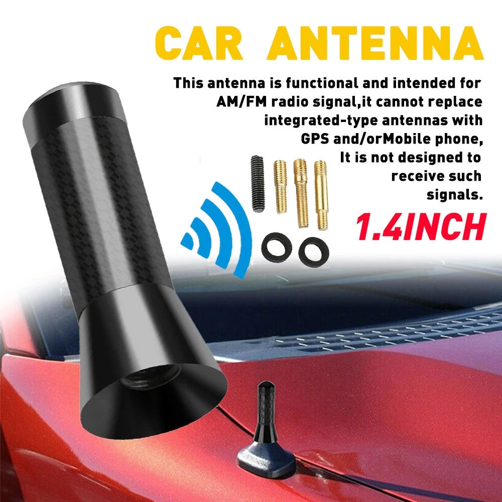 Universal 3.5cm/1.4" Carbon Fiber Screw Car Mast Short Accessory Antenna Stubby